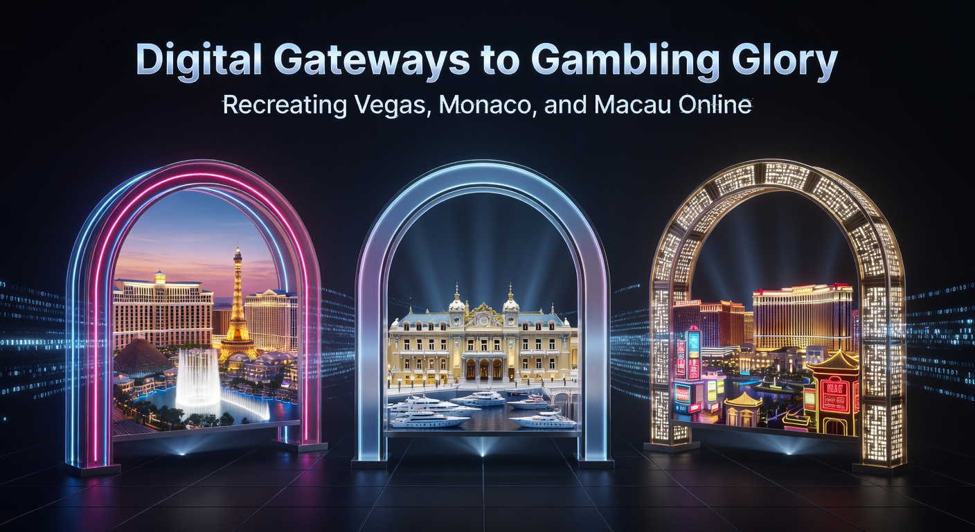 Vibrant digital recreation of the Las Vegas Strip with neon lights, slot machines, and bustling online casino interfaces mimicking the iconic Strip's energy