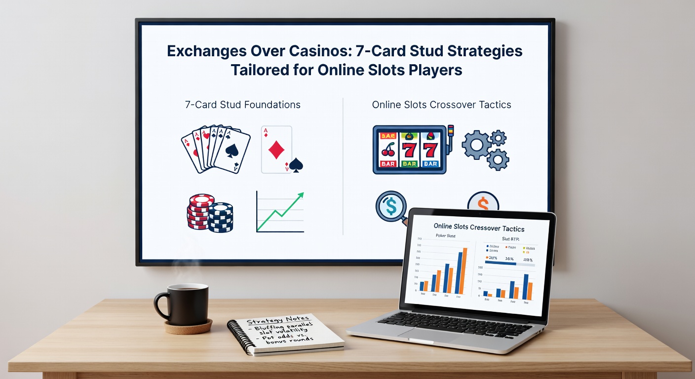 Close-up of a 7-card stud hand layout on a virtual betting exchange dashboard, with back/lay buttons highlighted amid colorful slot-inspired graphics