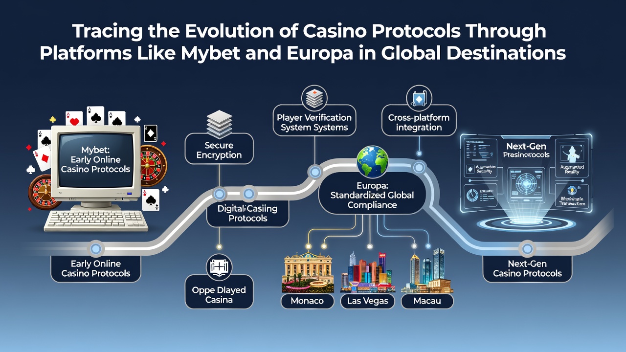 Evolution of casino protocols shown through digital interfaces and global maps