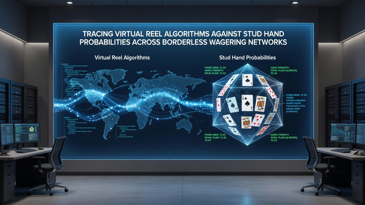 Network diagram illustrating data flow between virtual reel servers and stud poker probability engines in transnational wagering systems
