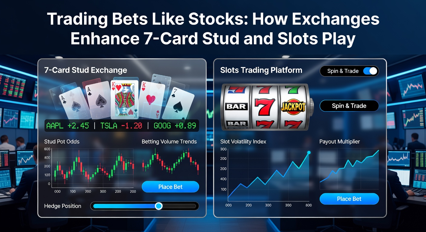 Digital dashboard showing betting exchange interface with fluctuating odds lines resembling stock charts for poker and slots events